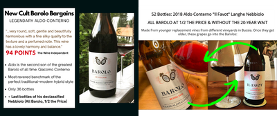 Cult Barolo, NO wait, HALF the $. Aldo Conterno's Il Favot & Bussia